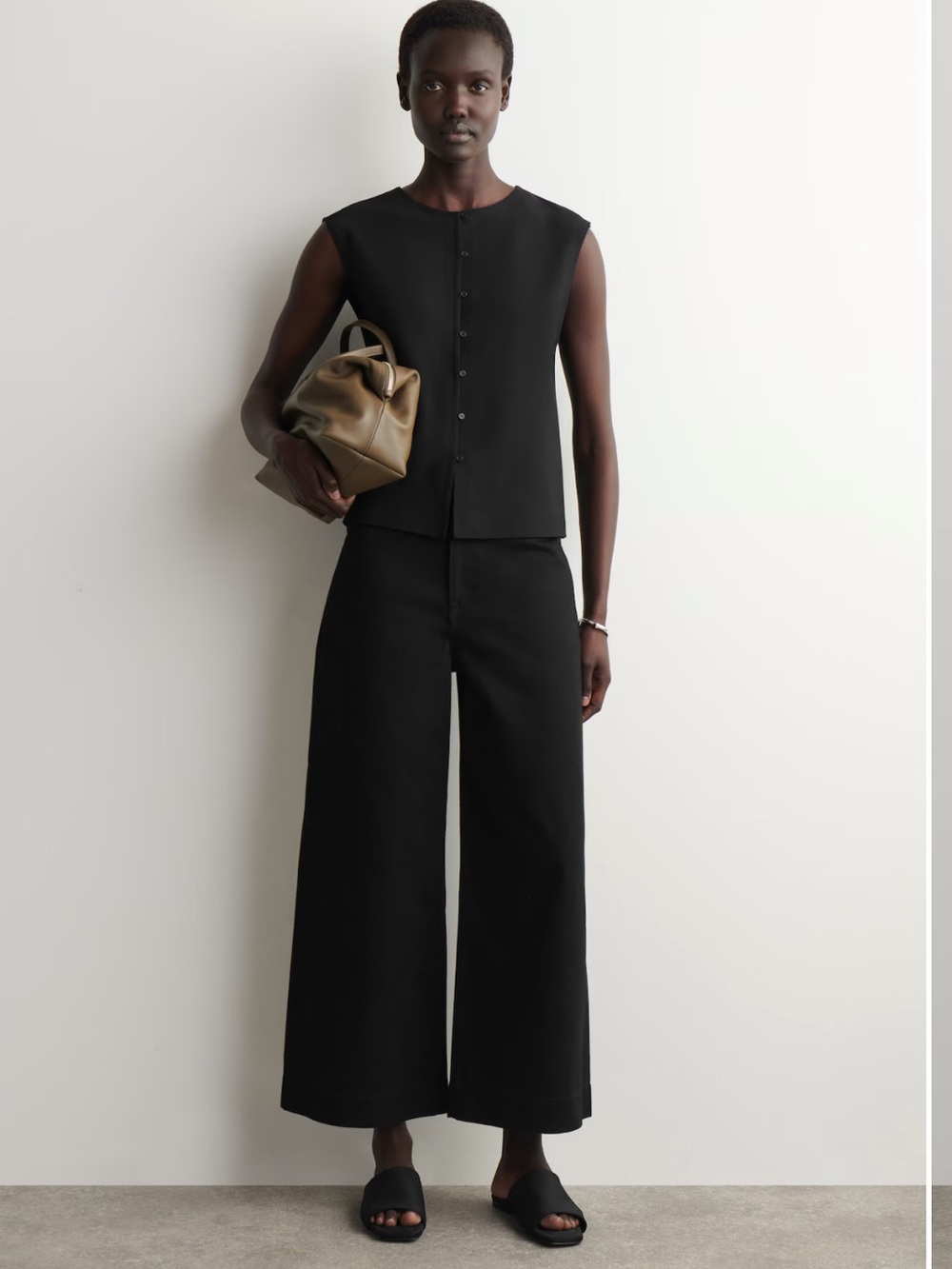 COS Cropped Denim Wide Leg Pant